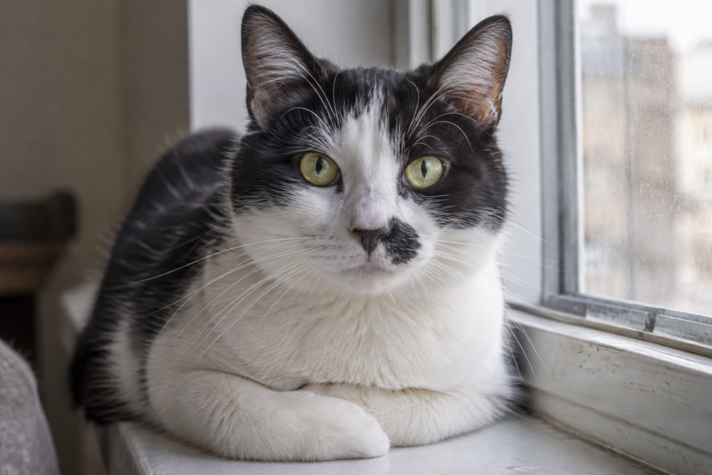 Close-up cat photograph with visible facial markings